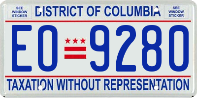 DC license plate EO9280