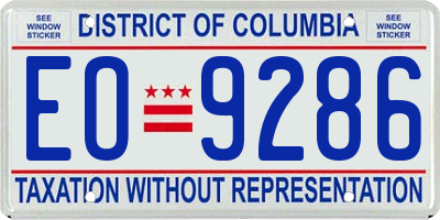 DC license plate EO9286