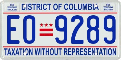 DC license plate EO9289