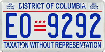 DC license plate EO9292