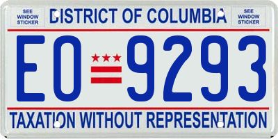 DC license plate EO9293