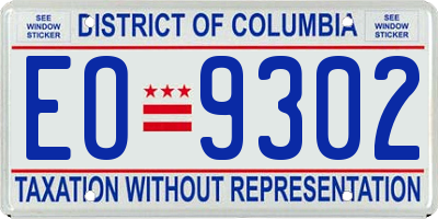 DC license plate EO9302