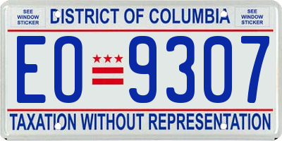 DC license plate EO9307