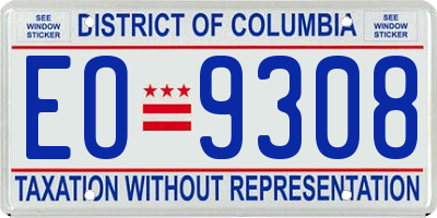 DC license plate EO9308