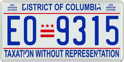 DC license plate EO9315