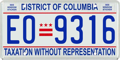 DC license plate EO9316