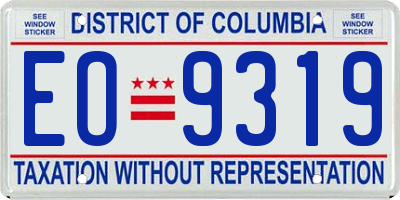 DC license plate EO9319