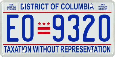 DC license plate EO9320