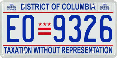 DC license plate EO9326