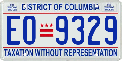 DC license plate EO9329