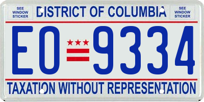 DC license plate EO9334