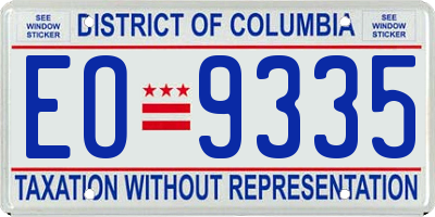 DC license plate EO9335