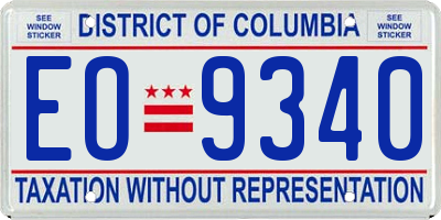 DC license plate EO9340