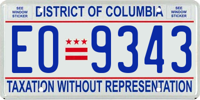 DC license plate EO9343