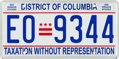 DC license plate EO9344