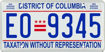 DC license plate EO9345