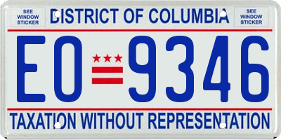 DC license plate EO9346