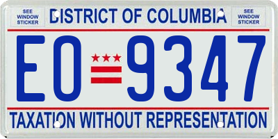 DC license plate EO9347