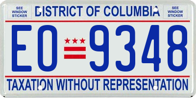 DC license plate EO9348