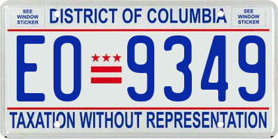 DC license plate EO9349