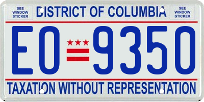 DC license plate EO9350