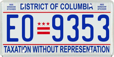 DC license plate EO9353