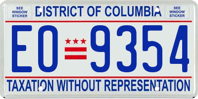 DC license plate EO9354