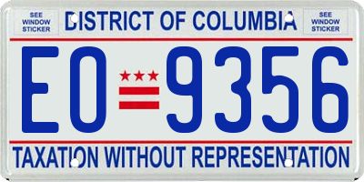 DC license plate EO9356