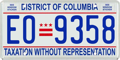 DC license plate EO9358