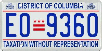 DC license plate EO9360