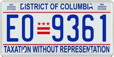 DC license plate EO9361