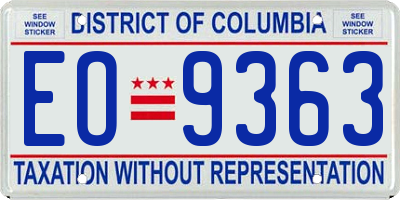 DC license plate EO9363
