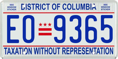 DC license plate EO9365