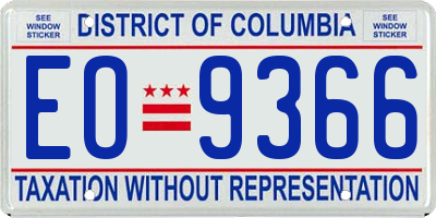 DC license plate EO9366