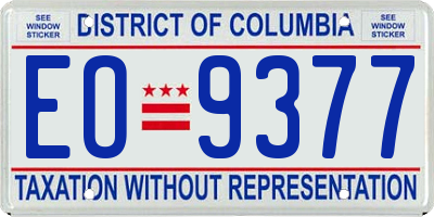 DC license plate EO9377