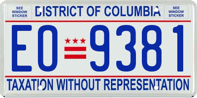 DC license plate EO9381