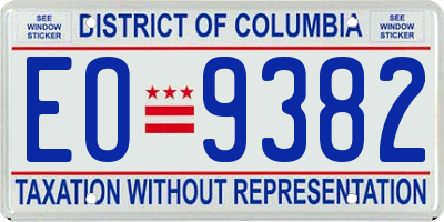 DC license plate EO9382