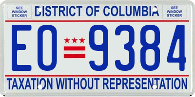 DC license plate EO9384