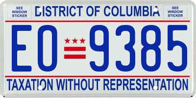 DC license plate EO9385