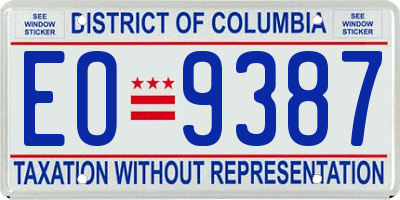 DC license plate EO9387