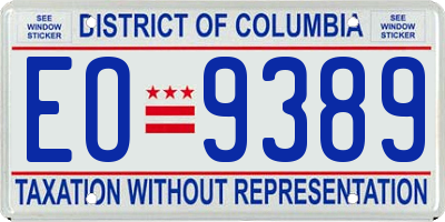 DC license plate EO9389