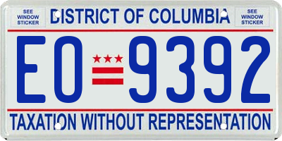 DC license plate EO9392