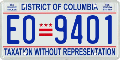 DC license plate EO9401