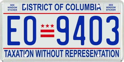 DC license plate EO9403