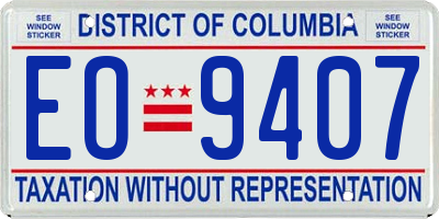 DC license plate EO9407