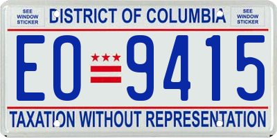 DC license plate EO9415