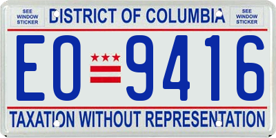 DC license plate EO9416