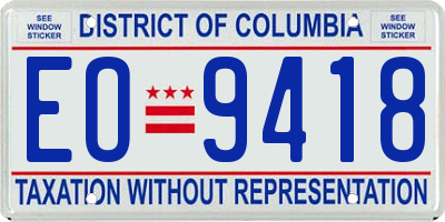 DC license plate EO9418