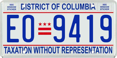 DC license plate EO9419