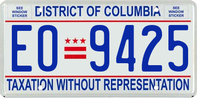 DC license plate EO9425